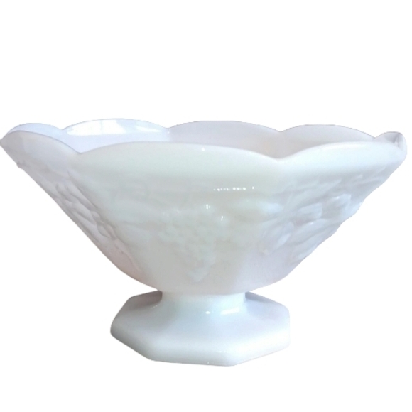 White Milk Glass Compote and Divided Dish - Picture 15 of 16
